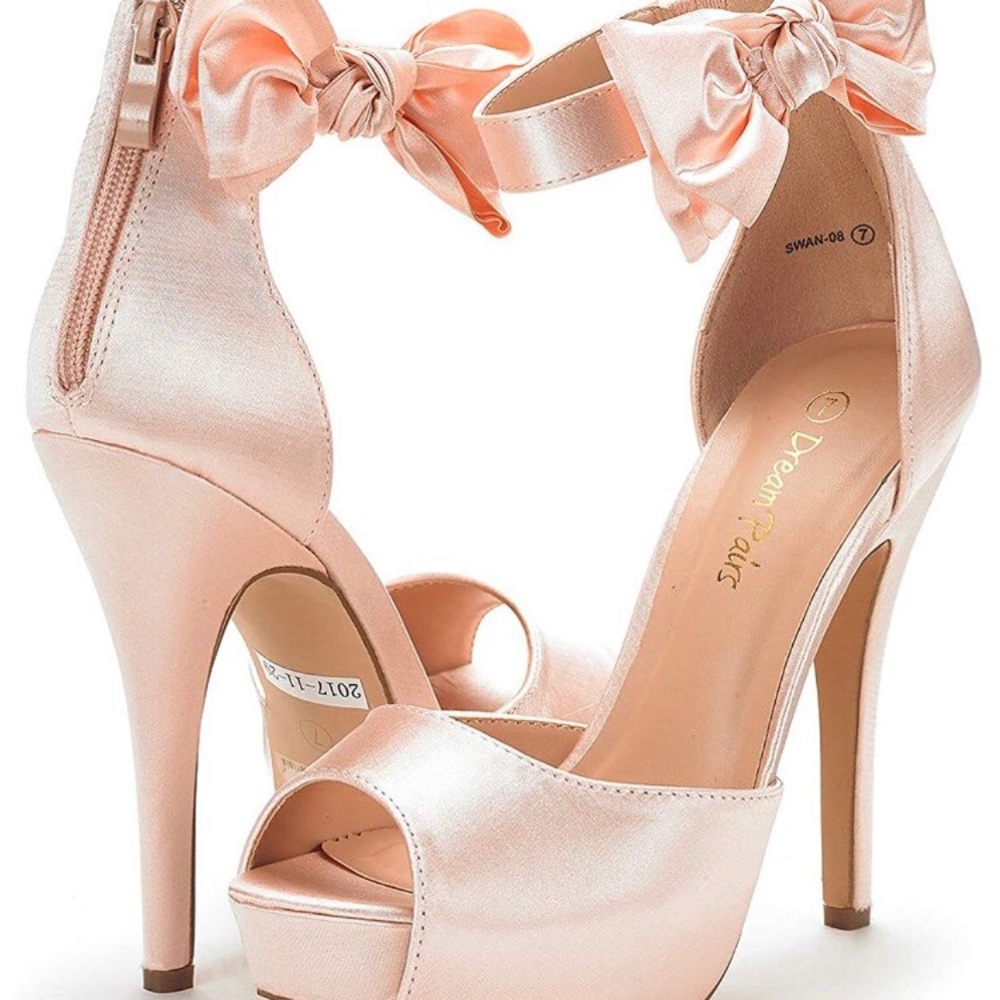 Sexy Pale Pink/Champagne Satin Heels